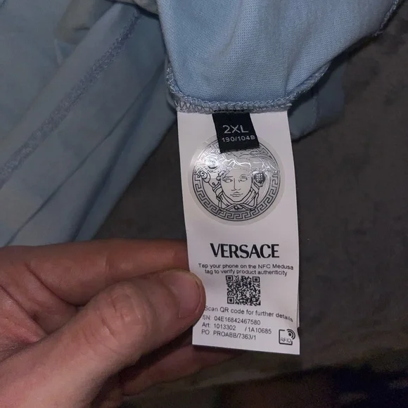 Versace Milano Embroidered Logo Sky Blue T-Shirt